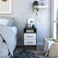 Depot E-Shop Leyva Nightstand, Smokey Oak & White DE-MIB6565